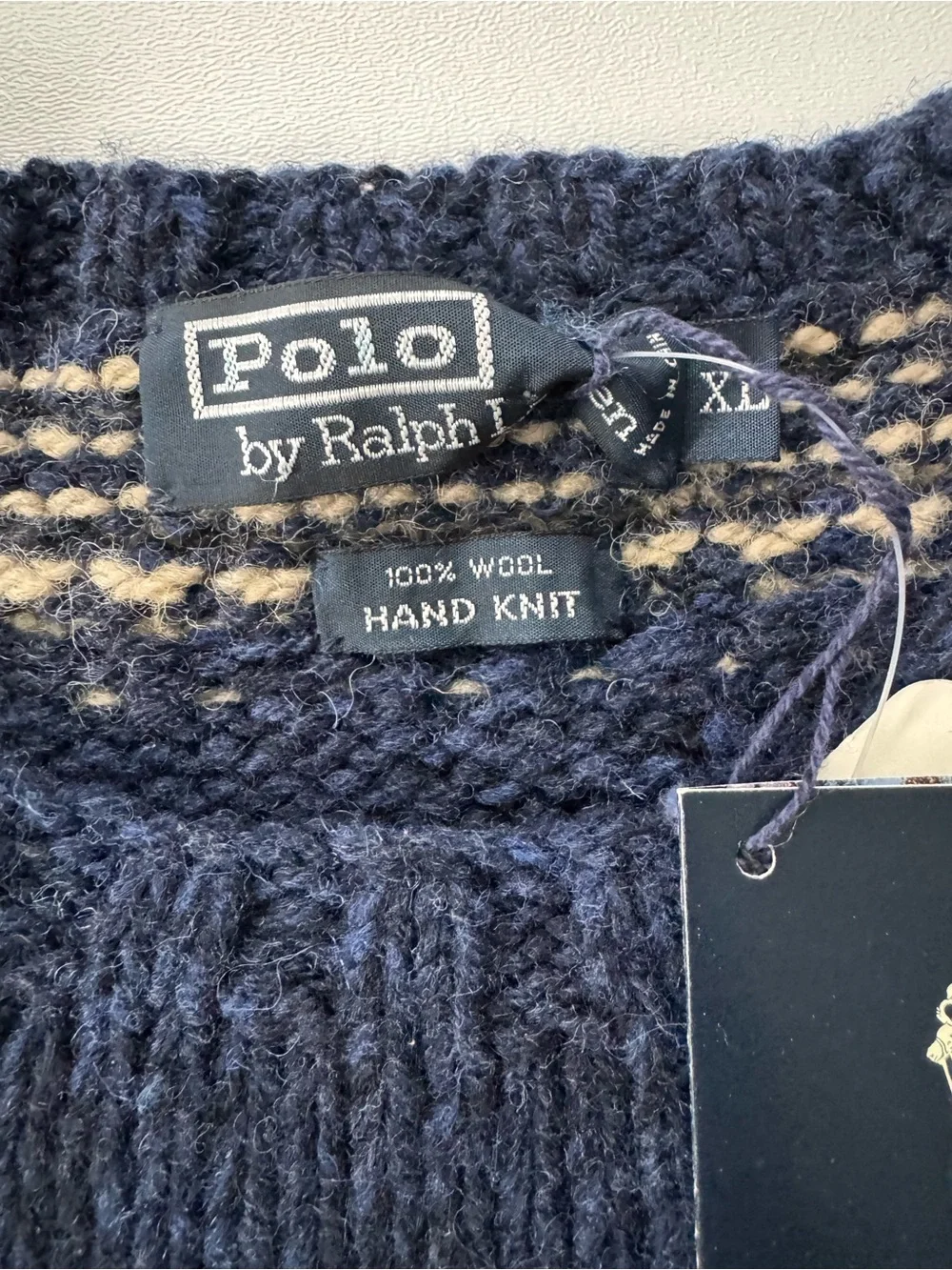 Polo Ralph Lauren Vintage Navy Hand-knit Crewneck Eagle Sweater | XL NWT